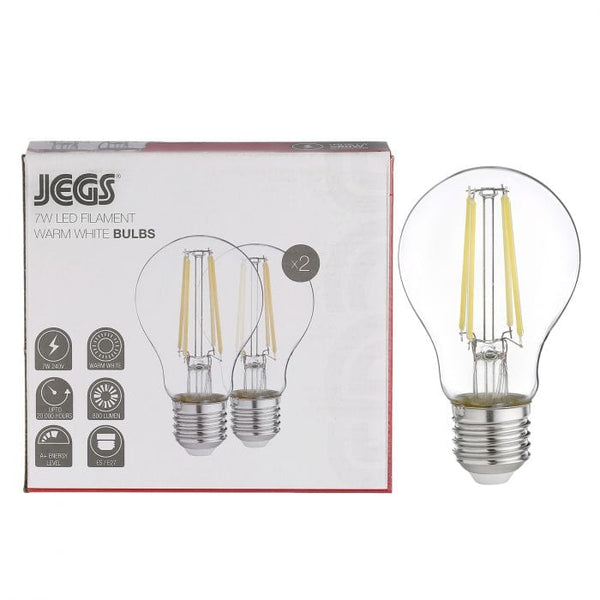 Spare and Square Light Bulb Jegs 7W LED Filament ES Lamp - Warm White - 806 Lumens (Pack Of 2) A806ES - Buy Direct from Spare and Square