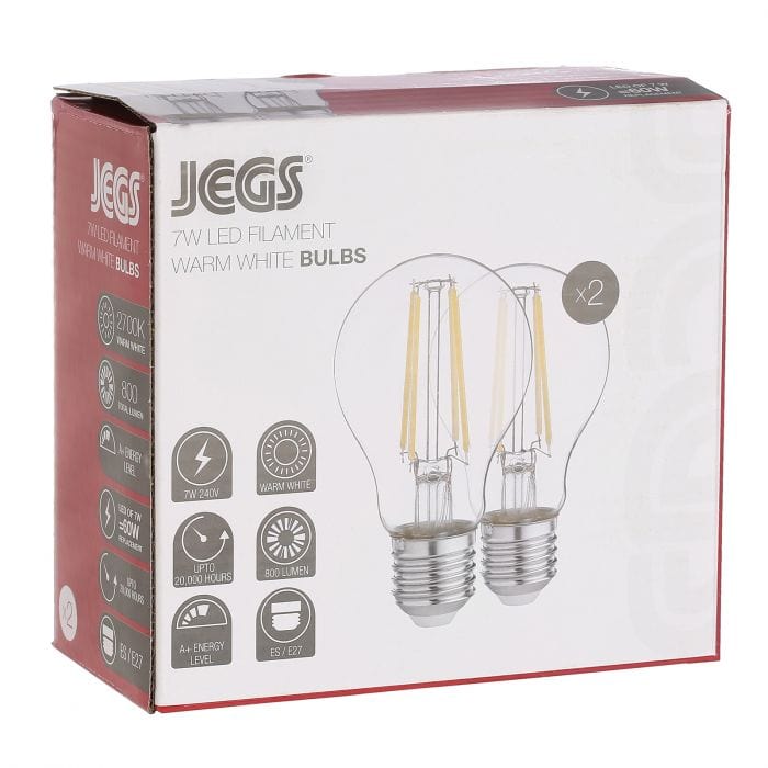 Spare and Square Light Bulb Jegs 7W LED Filament ES Lamp - Warm White - 806 Lumens (Pack Of 2) A806ES - Buy Direct from Spare and Square