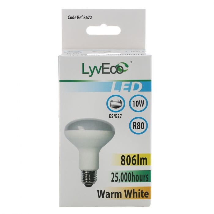 Spare and Square Light Bulb Lyveco 10W ES LED R80 REFLECTOR WARM WHITE JD8076 - Buy Direct from Spare and Square