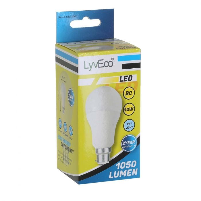 Spare and Square Light Bulb Lyveco 12W BC GLS LED LAMP DAYLIGHT JD8073 - Buy Direct from Spare and Square