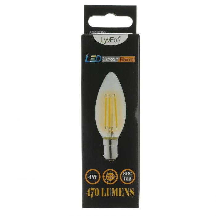 Spare and Square Light Bulb Lyveco 4W SBC LED FILAMENT CANDLE WARM WHITE JD8092C - Buy Direct from Spare and Square