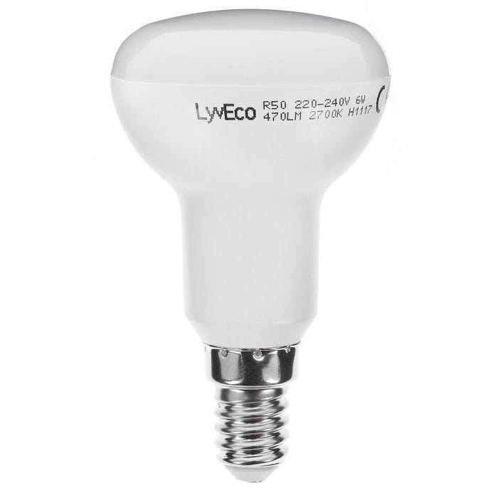 Spare and Square Light Bulb Lyveco 6W SES LED R50 REFLECTOR WARM WHITE JD8074 - Buy Direct from Spare and Square