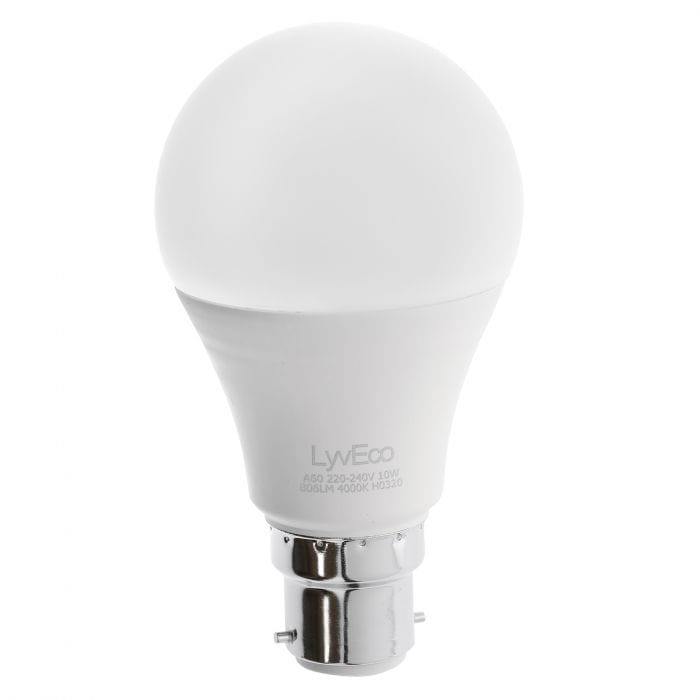 Spare and Square Light Bulb Lyveco BC 10W LED 240V A60 (GLS) COOL WHITE JD8082B - Buy Direct from Spare and Square