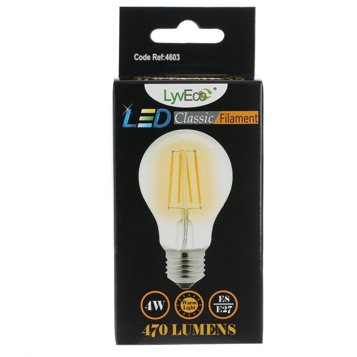 Spare and Square Light Bulb Lyveco LED 4W GLS Bulb - ES - Warm White JD8091E - Buy Direct from Spare and Square