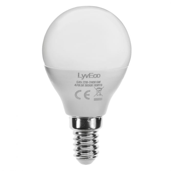 Spare and Square Light Bulb Lyveco LED 6W Round Bulb - SES - G45 - Warm White JDK614E - Buy Direct from Spare and Square