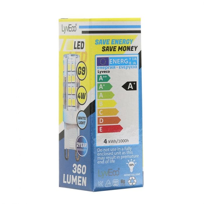 Spare and Square Light Bulb Lyveco LED G9 Bulb - 4W - Cool White JD8068 - Buy Direct from Spare and Square