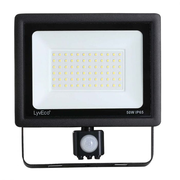 Spare and Square Lighting Lyveco 50W Led Slim Floodlight With Pir JE2037BK - Buy Direct from Spare and Square