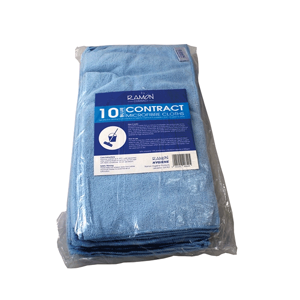 Spare and Square Microfibre Cloth Blue Contract General Purpose Microfibre Cloths Pack of 10 - Colour Coded 740B.CT - Buy Direct from Spare and Square