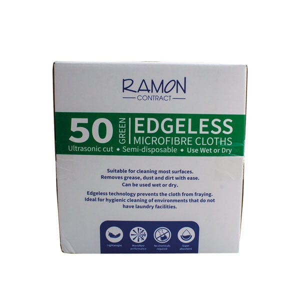 Spare and Square Microfibre Cloth Green Ramon ‘Contract’ Edgeless Boxed Microfibre Cloths - Box of 50 - Colour Coded 767G.50CT - Buy Direct from Spare and Square