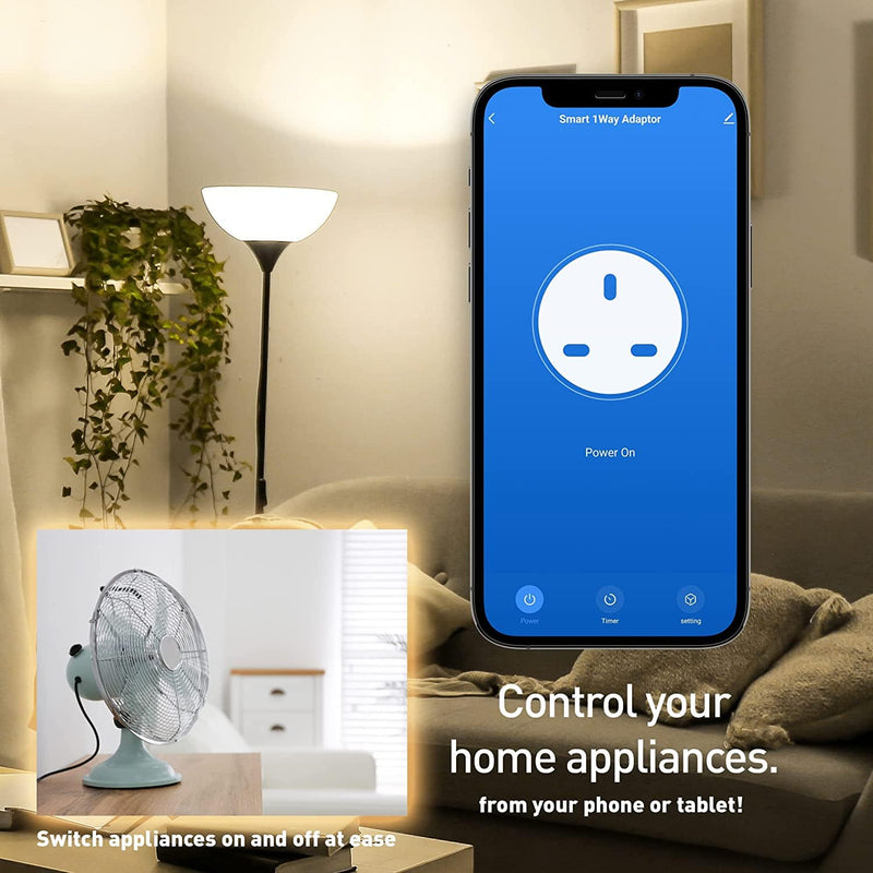 Spare and Square Smart Home WiFi Smart Plug - 3 Pin UK Plug - Control With Phone, Tablet, Alexa, Google 5022822216365 SS1GWIFIPLUGB18 - Buy Direct from Spare and Square