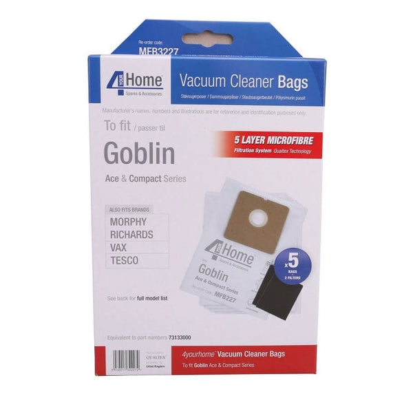 Spare and Square Vacuum Cleaner Spares Morphy Richards Vacuum Cleaner Microfibre Bag - 73133000 (Pack Of 5) MFB227 - Buy Direct from Spare and Square
