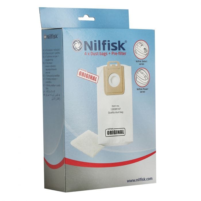 Spare and Square Vacuum Cleaner Spares Nilfisk Vacuum Cleaner Paper Bag (Pack Of 4 Paper Bags + Filter) 128389187 - Buy Direct from Spare and Square