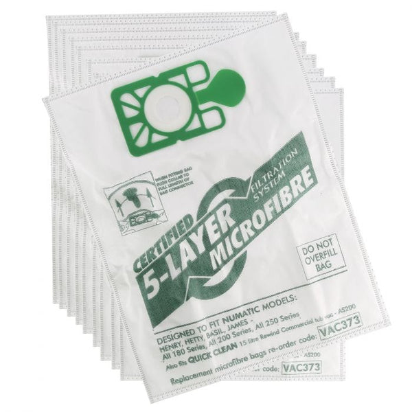 Spare and Square Vacuum Cleaner Spares Vacuum Cleaner Microfibre Bag (Pack Of 10) - Made To Fit Numatic Henry, Hetty, James, David, Harry, Basil Models - 907075 - NVM1CH VAC373 - Buy Direct from Spare and Square