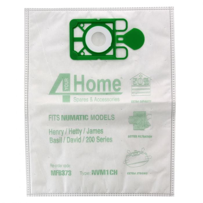 Spare and Square Vacuum Cleaner Spares Vacuum Cleaner Microfibre Bag (Pack Of 5) - Made To Fit Numatic Henry, Hetty, James, David, Harry, Basil Models - NVM1CH MFB373 - Buy Direct from Spare and Square