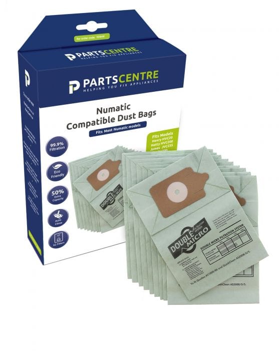 Spare and Square Vacuum Cleaner Spares Vacuum Cleaner Paper Dust Bags - (Pack Of 10) - Made To Fit Numatic Henry, Hetty, James, David, Harry, Basil Models - NVM1C SDB48 - Buy Direct from Spare and Square