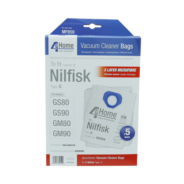 Spare and Square Vacuum Spares 5x Microfibre Vacuum Bags for Nilfisk GA70, GS80, GS90, GM80, GM90, GD80, GS84, GD90C MFB59 - Buy Direct from Spare and Square