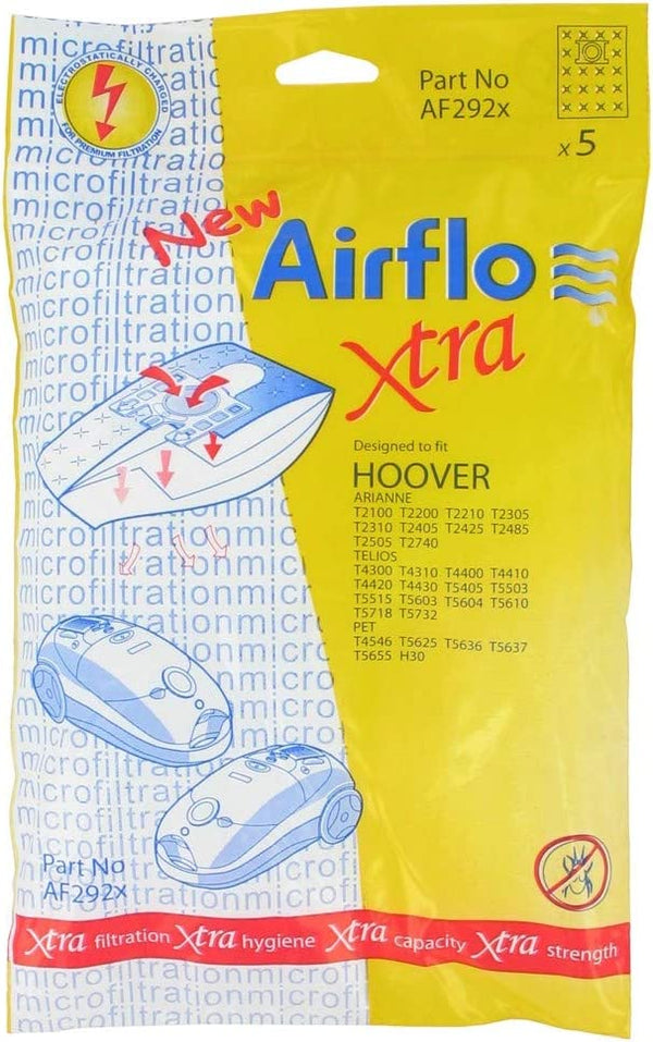 Spare and Square Vacuum Spares Compatible Airflo AF292X for Hoover Arianne &  Telios Series SMS Bags (Pack of 5) 46-AF-292 - Buy Direct from Spare and Square