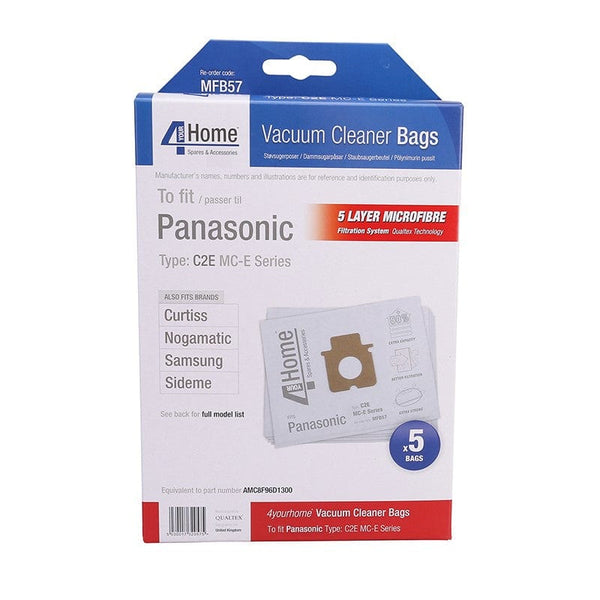 Spare and Square Vacuum Spares Panasonic C20E, C17 & C20E Microfibre Vacuum  Bags - 5 Pack - Fits most cylinder Panasonics MFB57 - Buy Direct from Spare and Square